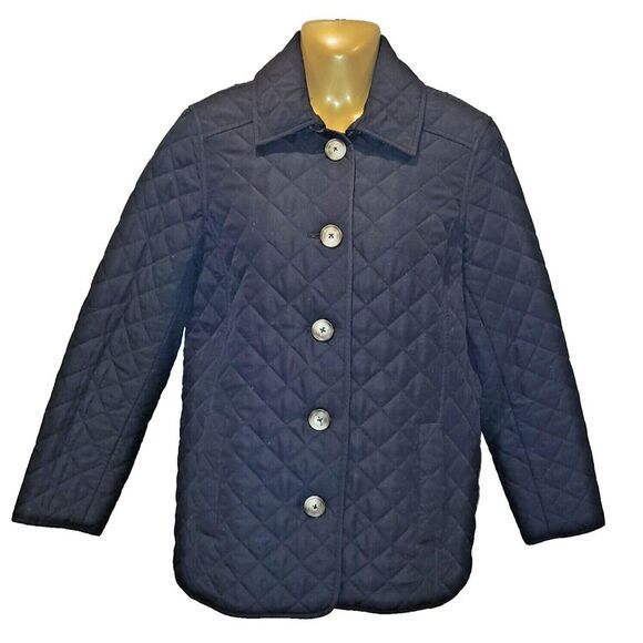 Chico's  Black X-Small Quilted Jacket Plaid Lining Collared Buttons Lightweight - Picture 5 of 15